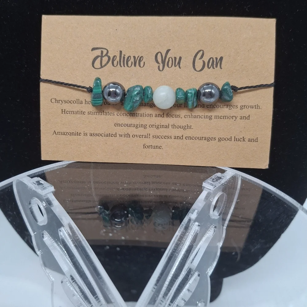 Believe Green and Silver Beaded Bracelet - Picture 2 of 4